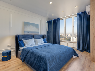 Pastel Panel Bedroom with Padded Bed