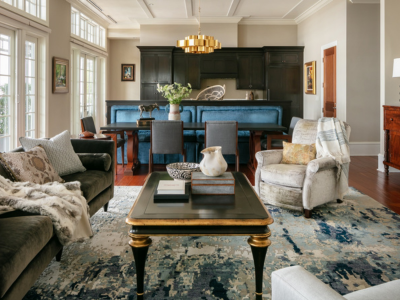 Classic Living Room with Olive Walls and Carved Sofa