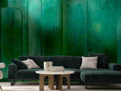 Contemporary Living Room with Forest Green L-Shaped Sofa Contemporary Living Room with Forest Green L-Shaped Sofa
